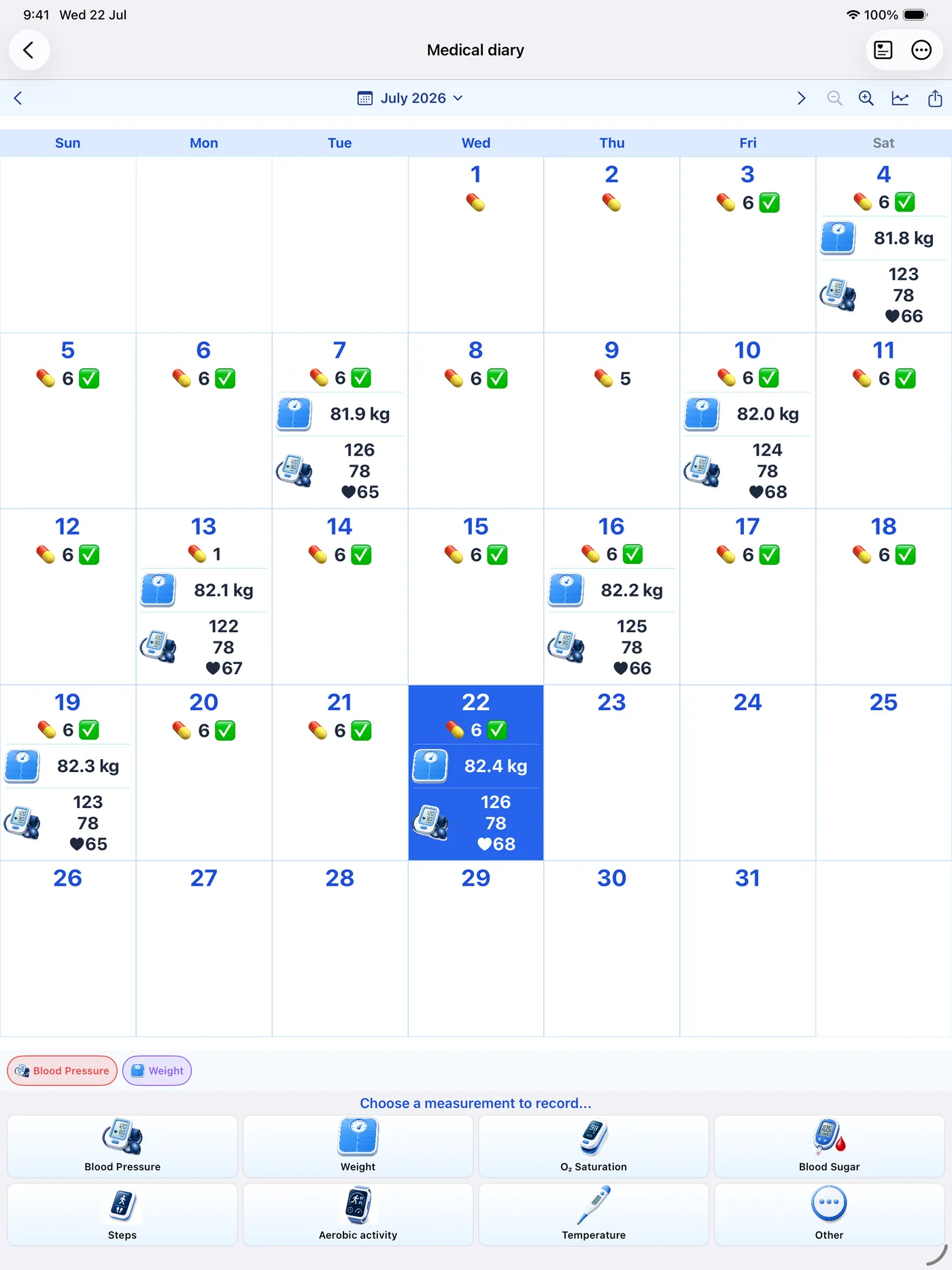 Review the medical calendar